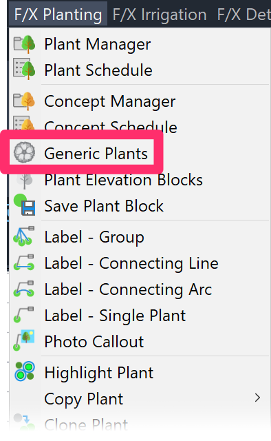 F/X Planting menu